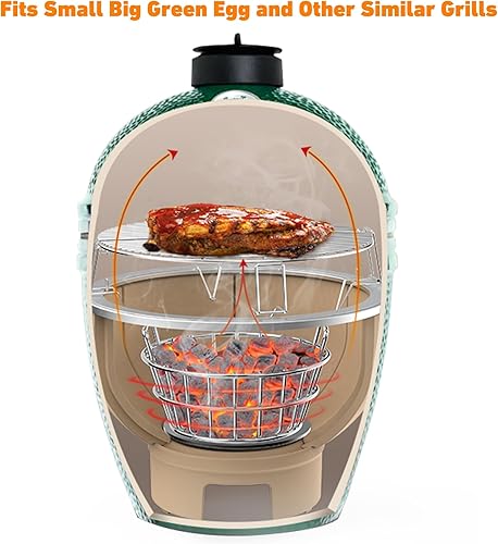 Miniatura 3 de onlyfire - Cesta de ceniza de carbón para huevos pequeños y grandes, soporte de carbón de acero inoxidable con asas, accesorios de parrilla para un