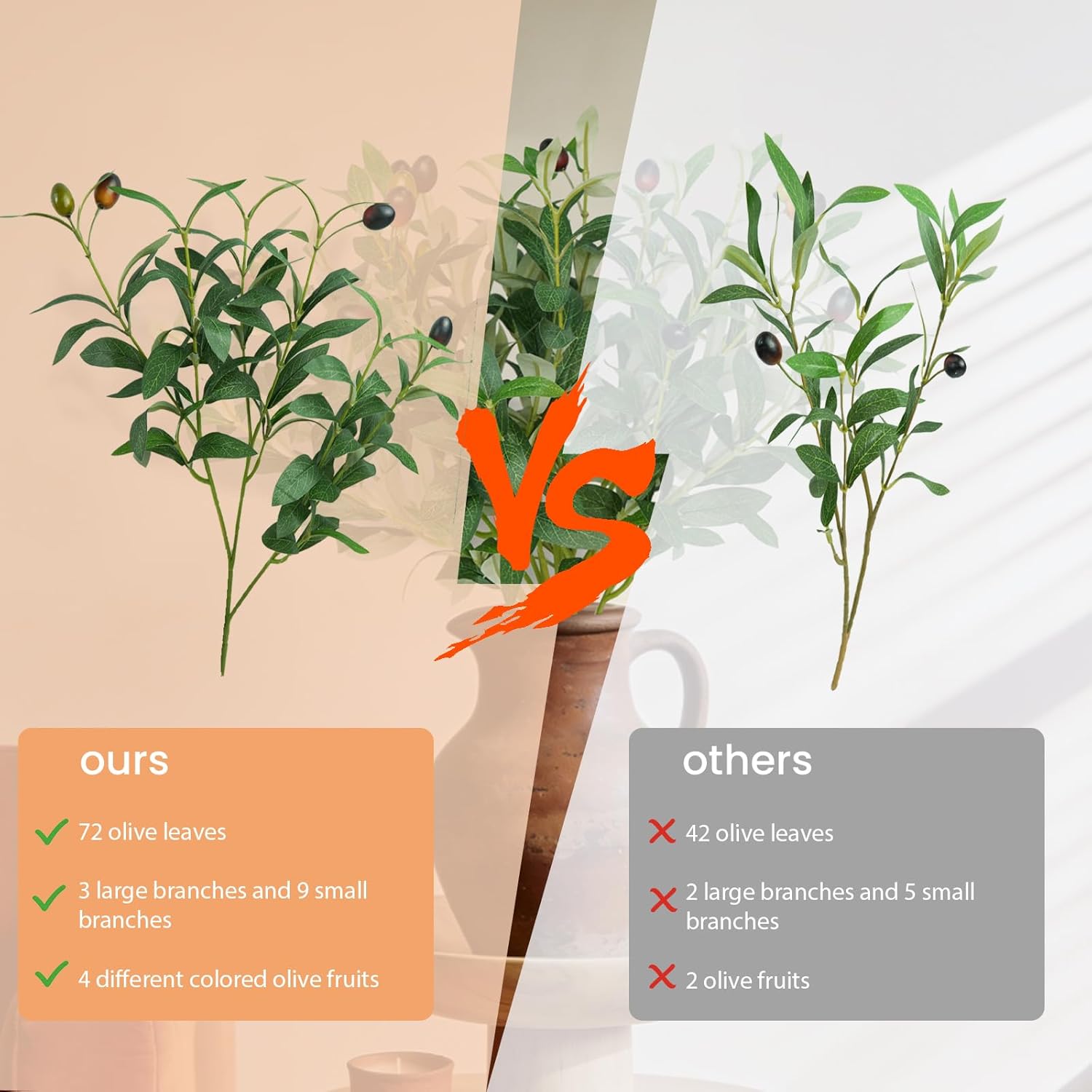 Faux Olive Branches, 18''Artificial Olive Stems,Perfect Greenery for Vase,Greenery for Centerpieces,Coffee Table,Home Decoration for Dining Room & Living Room,6pcs