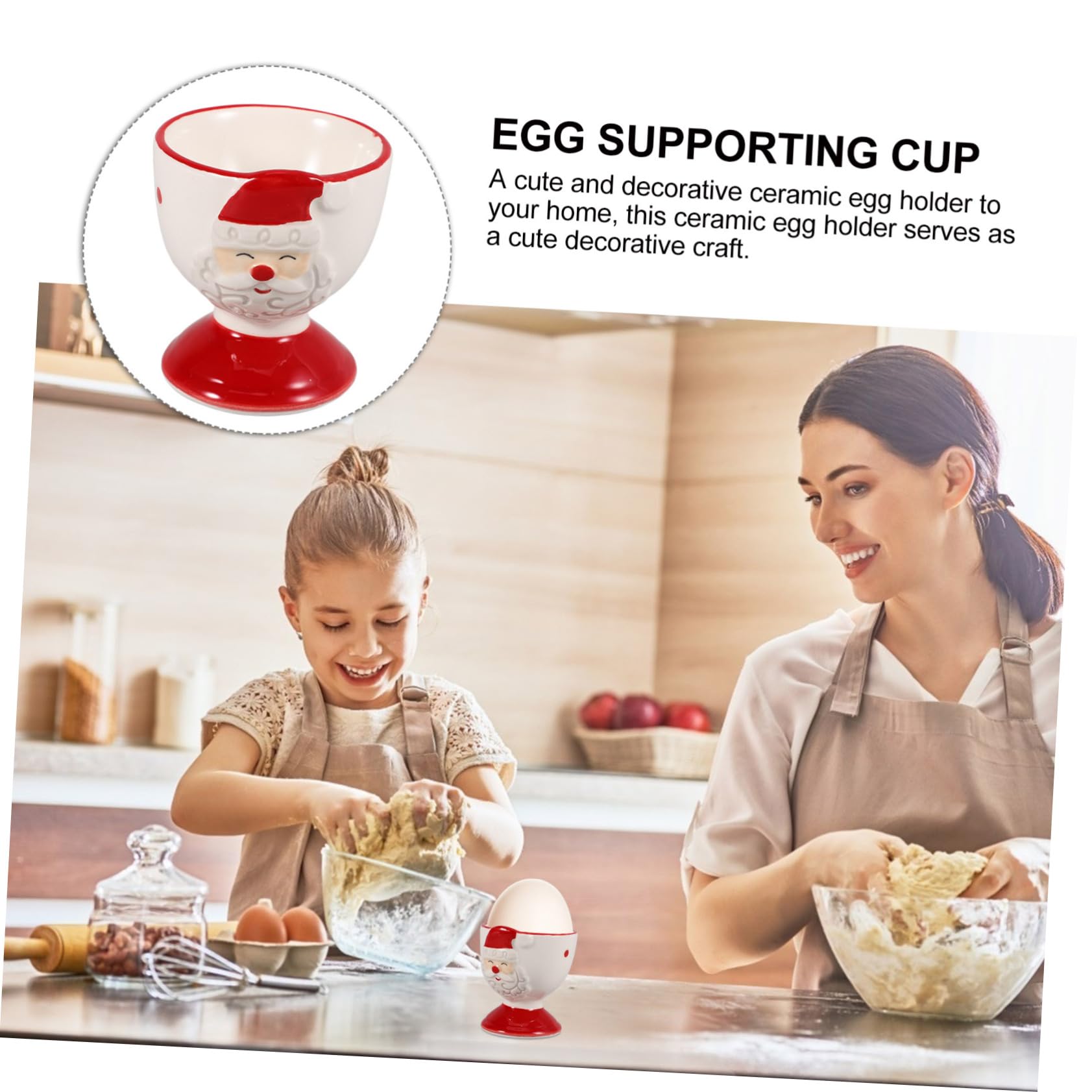 Ciieeo Ceramic Egg Holder Christmas Egg Cup Stand Decorative Cups for Counter