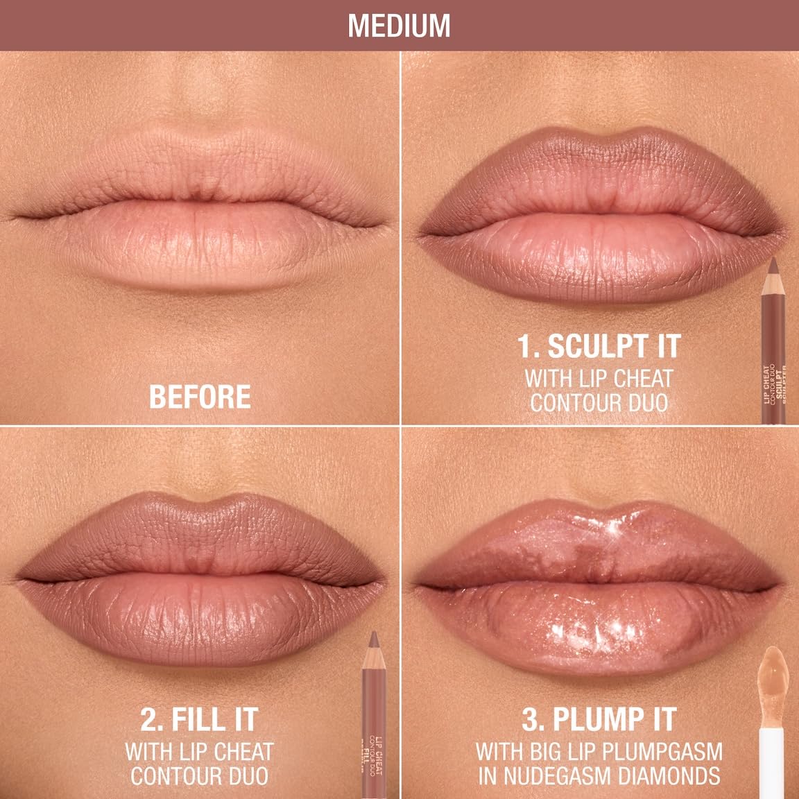 Charlotte Tilbury Lip Cheat Contour Duo - Dual-Sided Lip Liner Pencil to Sculpt & Fill for an Easy Contour Effect - Helps Prevent Lipstick Feathering - Image 2