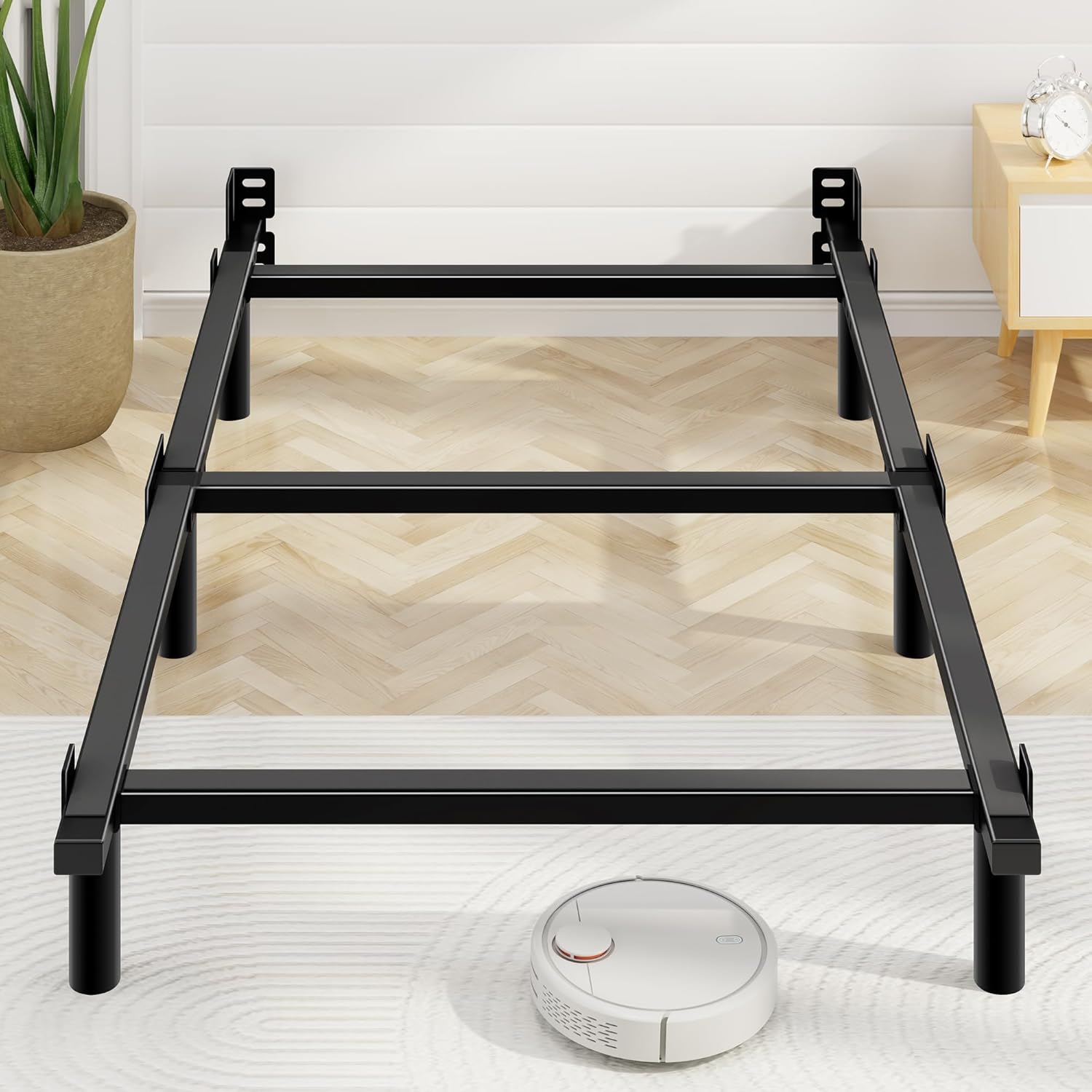 Twin Bed Frame, 7 Inch Basics Metal Bed Frame, Heavy Duty 9-Leg Base for Box Spring and Mattress, Noise-Free, Easy Assembly, Black Twin Modern
