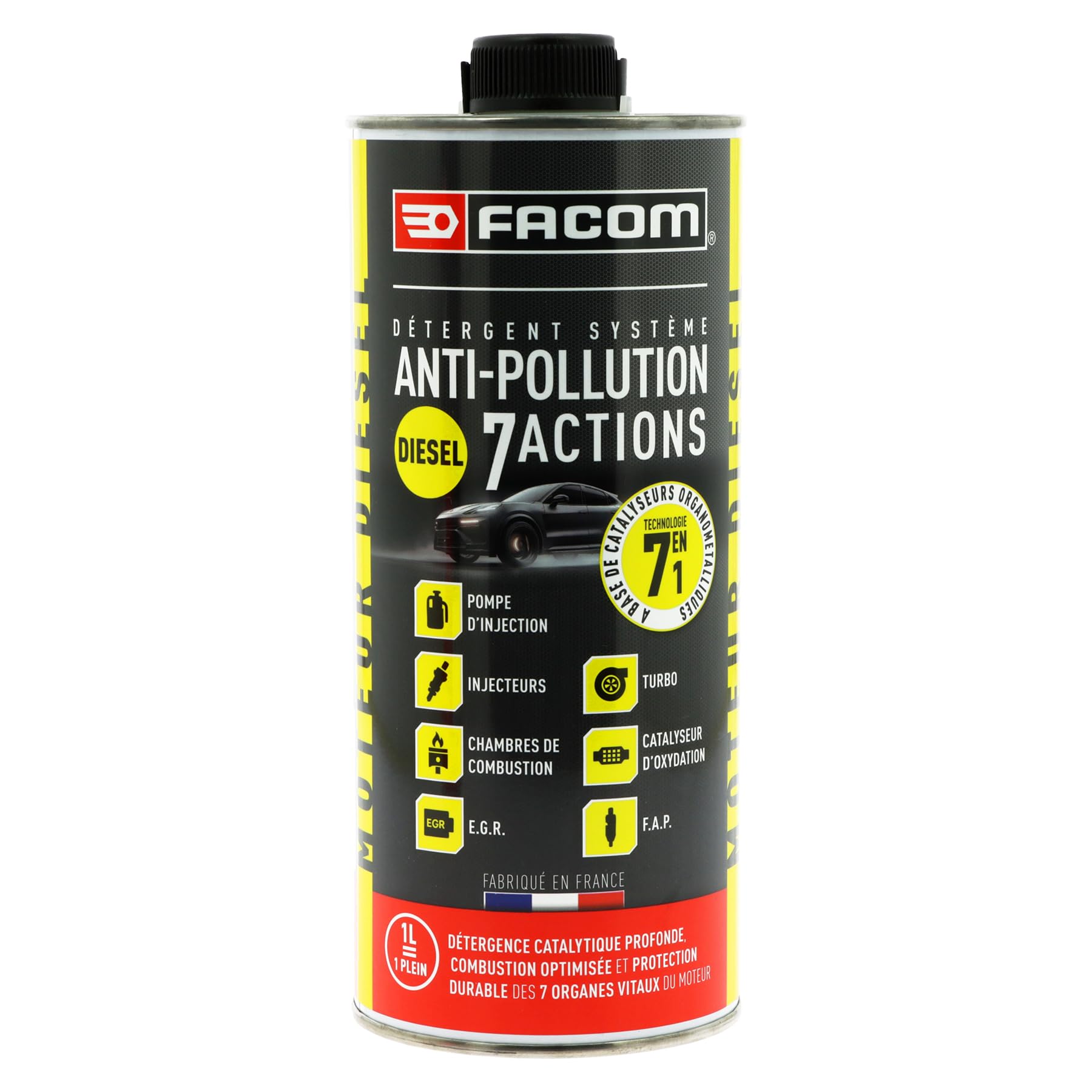 FACOM 006070 Détergent Système Anti-Pollution Diesel 7 en 1 – Nettoyant Injecteurs, EGR, Turbo & FAP – Formule Pro 1L