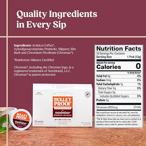 Miniatura 2 de Bulletproof The Maximizer Cápsulas de café de una sola porción, 10 unidades, café limpio con metabolismo y apoyo para la salud intestinal