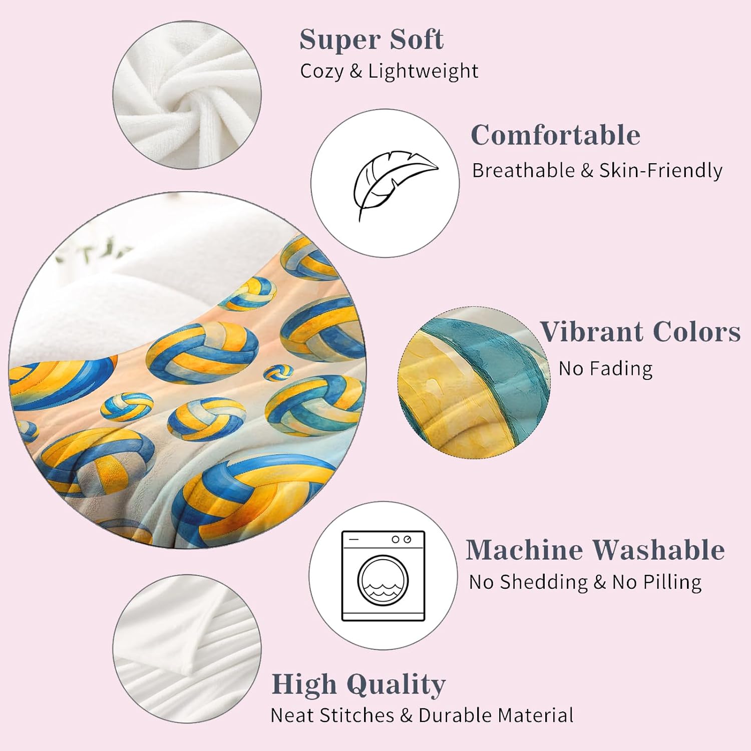 Volleyball Blanket 50x60 – Two-Tone Watercolor, Soft Flannel Fleece Throw Blanket, Cozy Kids Teen Room Decor, Couch Bed Dorm Gift for Player Coach Team - Image 8