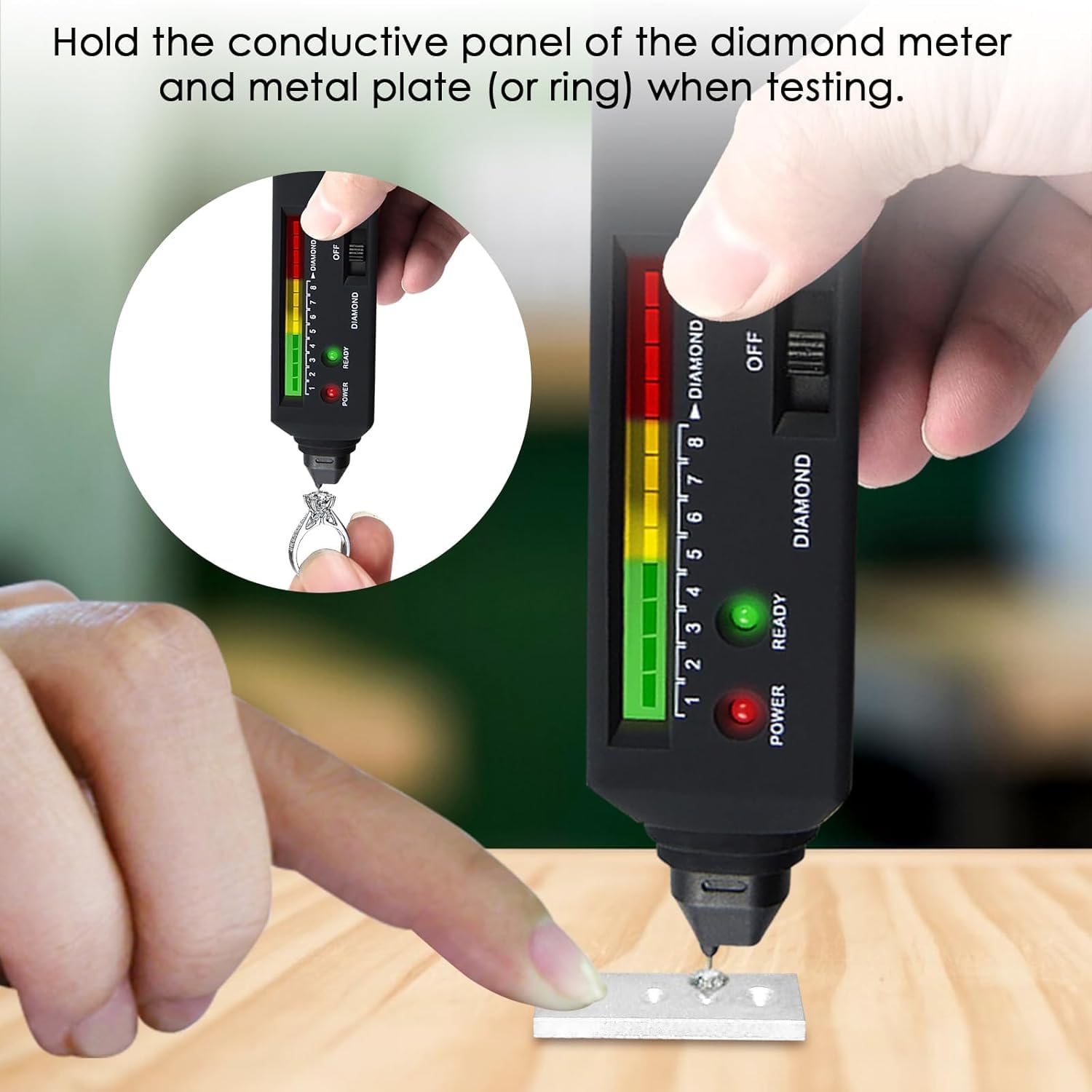 Diamanttester mit hoher Genauigkeit, professioneller Schmuck-Diamant-Selektor mit UV-Licht für Anfänger und Experten, Juwelier-Werkzeug, echter Diamant-Tester für verschiedene Größen von