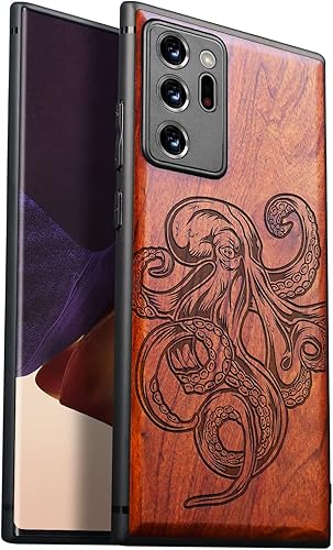 Miniatura 1 de Carveit Funda de madera para Galaxy Note20 Ultra madera real dura y TPU suave negro funda protectora de madera única y elegante compatible con