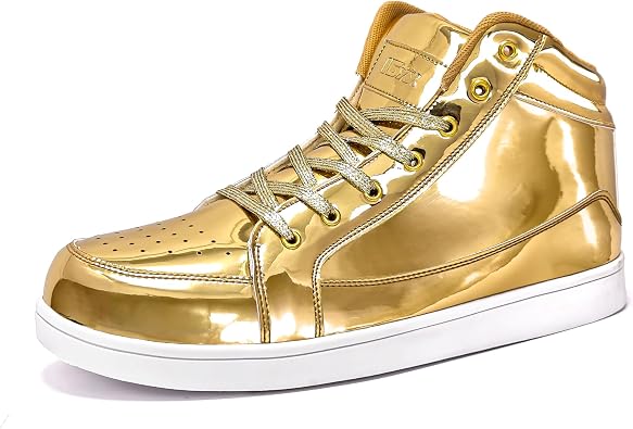 IGxx Sequins Shoes for Men Women Fashion Sparkle Gold Shoes Bling Shiny High Top Sneakers Punk