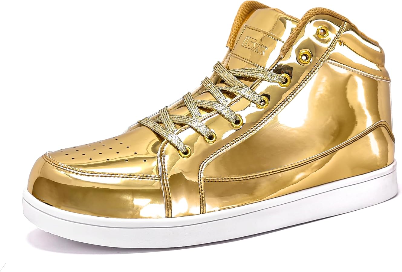 Amazon.com | IGxx Sequin Shoes Men Women Sparkle Gold High Top