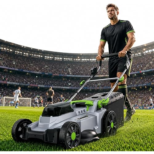 40V Cordless Lawn Mower, 17" Walk Behind Electric 4.0 Ah Battery Powered Lawnmower, 6 Adjustable Cutting Heights, 50L Grass Bag, Brushless Motor, for Garden/Patio/Yark/Lawn