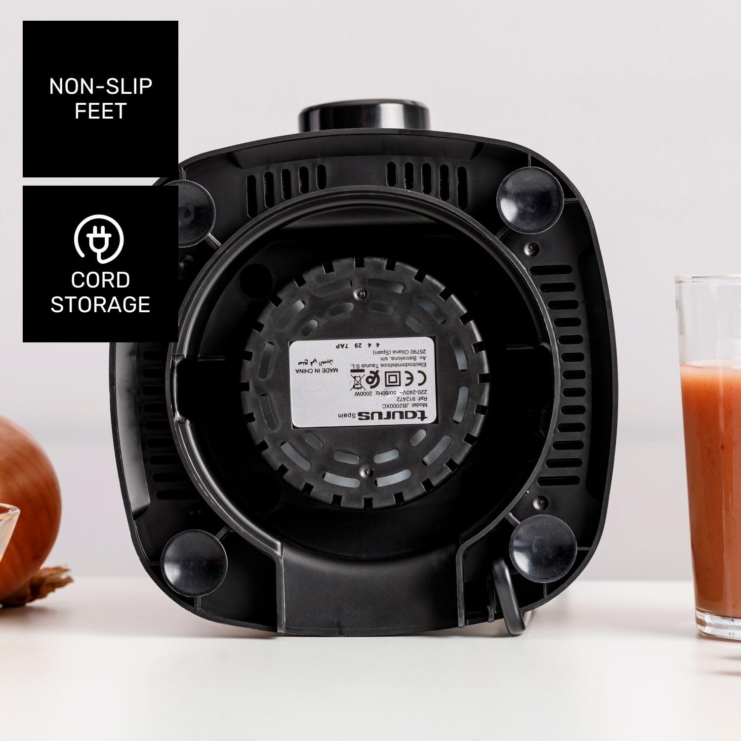 Taurus - Power Total Batidora de Vaso | 2000W Potencia | Jarra de Cristal 2,2L | Cuchillas de 6 Filos | Programas Turbo | Smoothies | Pica Hielo