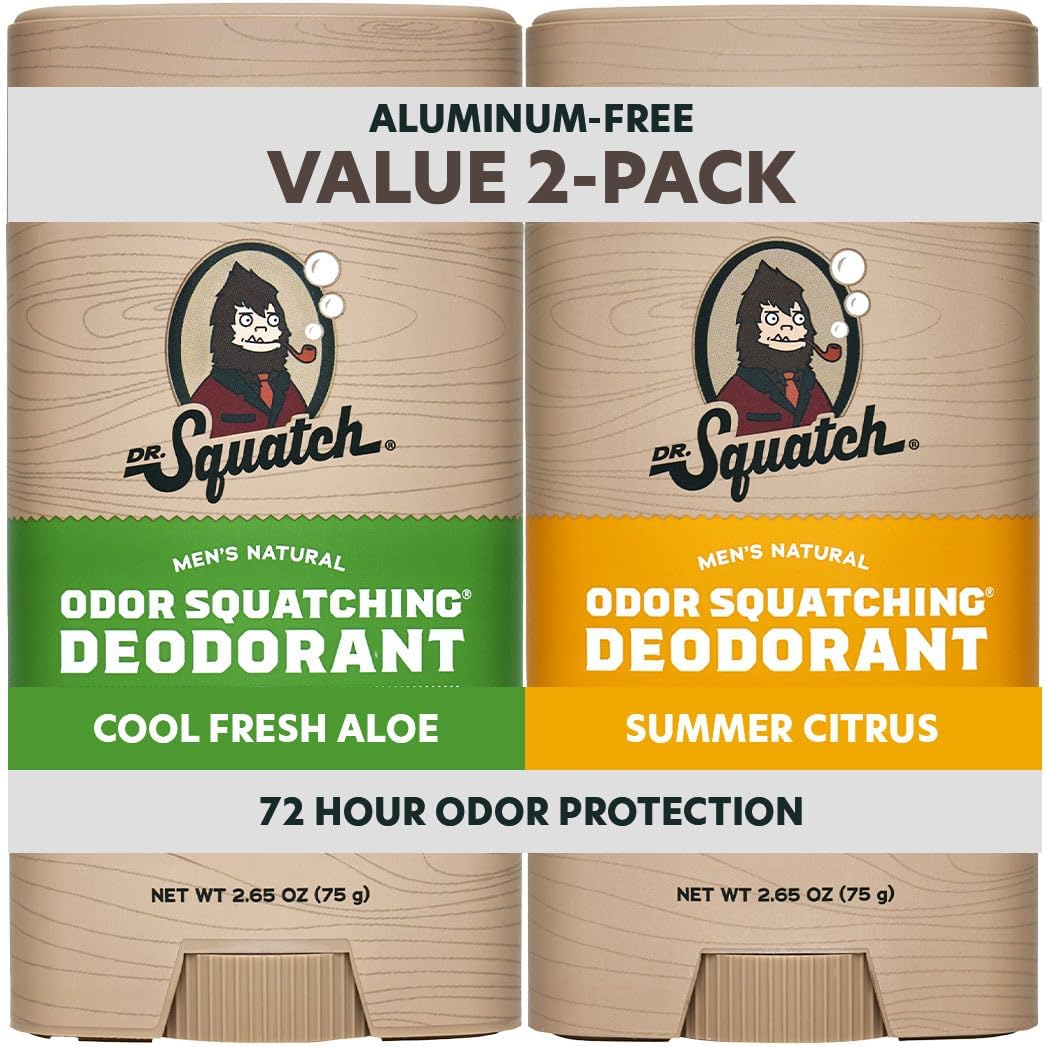 Natural Men’s Deodorant – Aluminum Free Natural Deodorant Men with Charcoal & Postbiotics for 72-Hour Odor Protection – Summer Citrus + Cool Fresh Aloe, 2.65oz Stick (2-Pack)