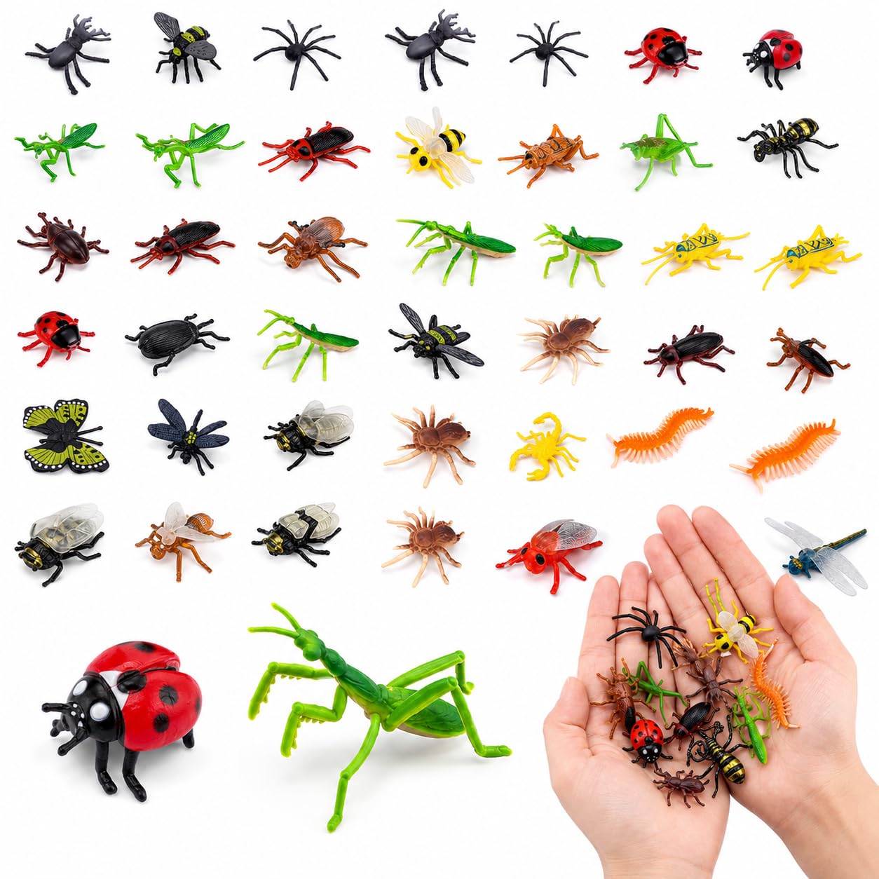 48PCS Bugs Toys, Insect Toys, Mini Beasts Set of Realistic Soft Rubber Insects, Educational Learning Resource, Ideal for Nature Exploration, Durable and Safe Material