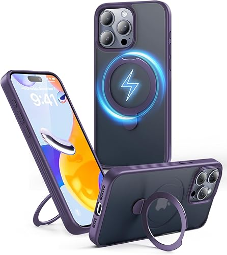 Miniatura 10 de MOCOLL - Funda para iPhone 15 Pro Max con soporte magnético invisible protección militar contra caídas compatible con Mag-Safe a prueba de golpes