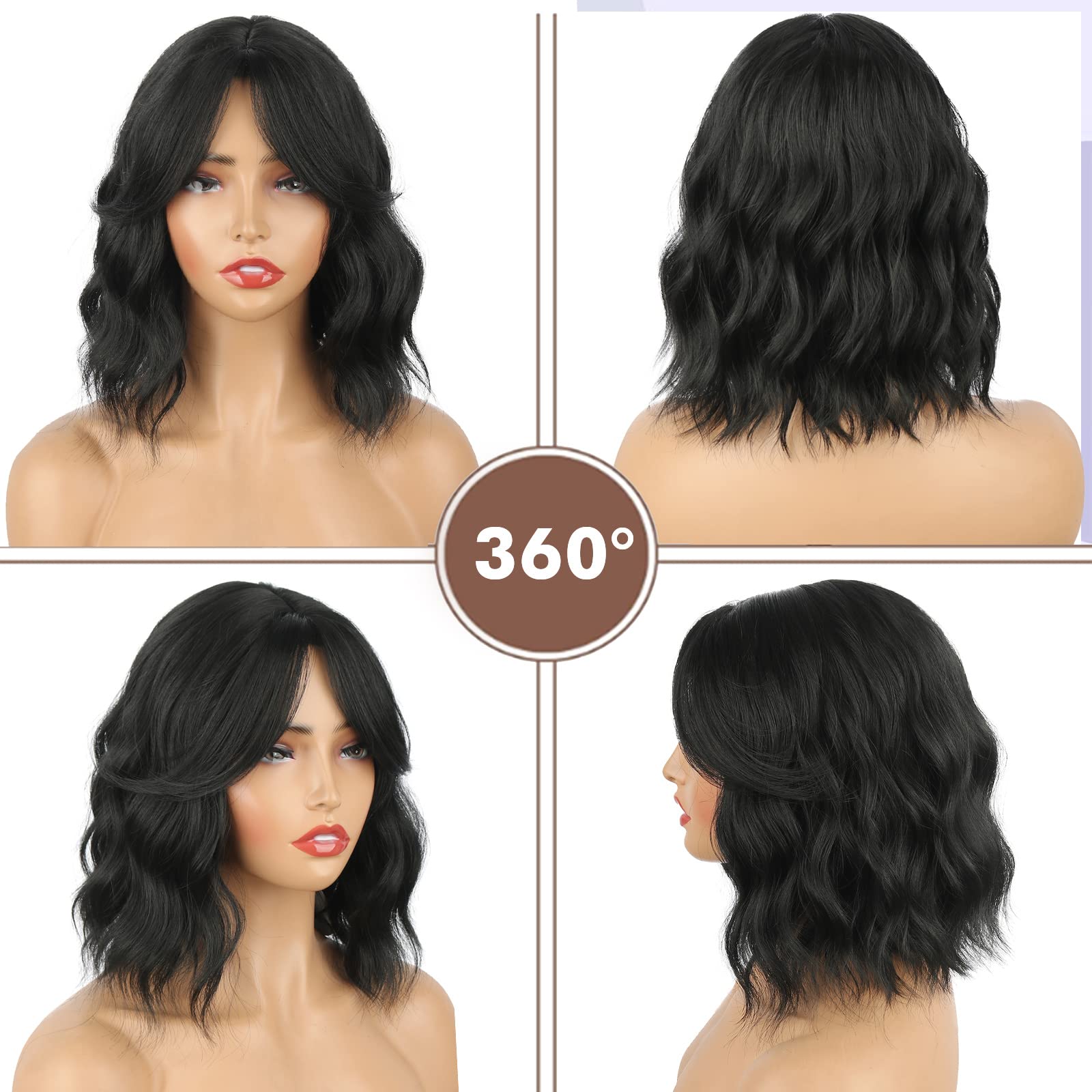 NEW Curly Wavy Short Bob Hair Wigs Synthetic 14 Inch Short Curly Wavy Bob Wig for Women - Ombre Blonde  main image 3