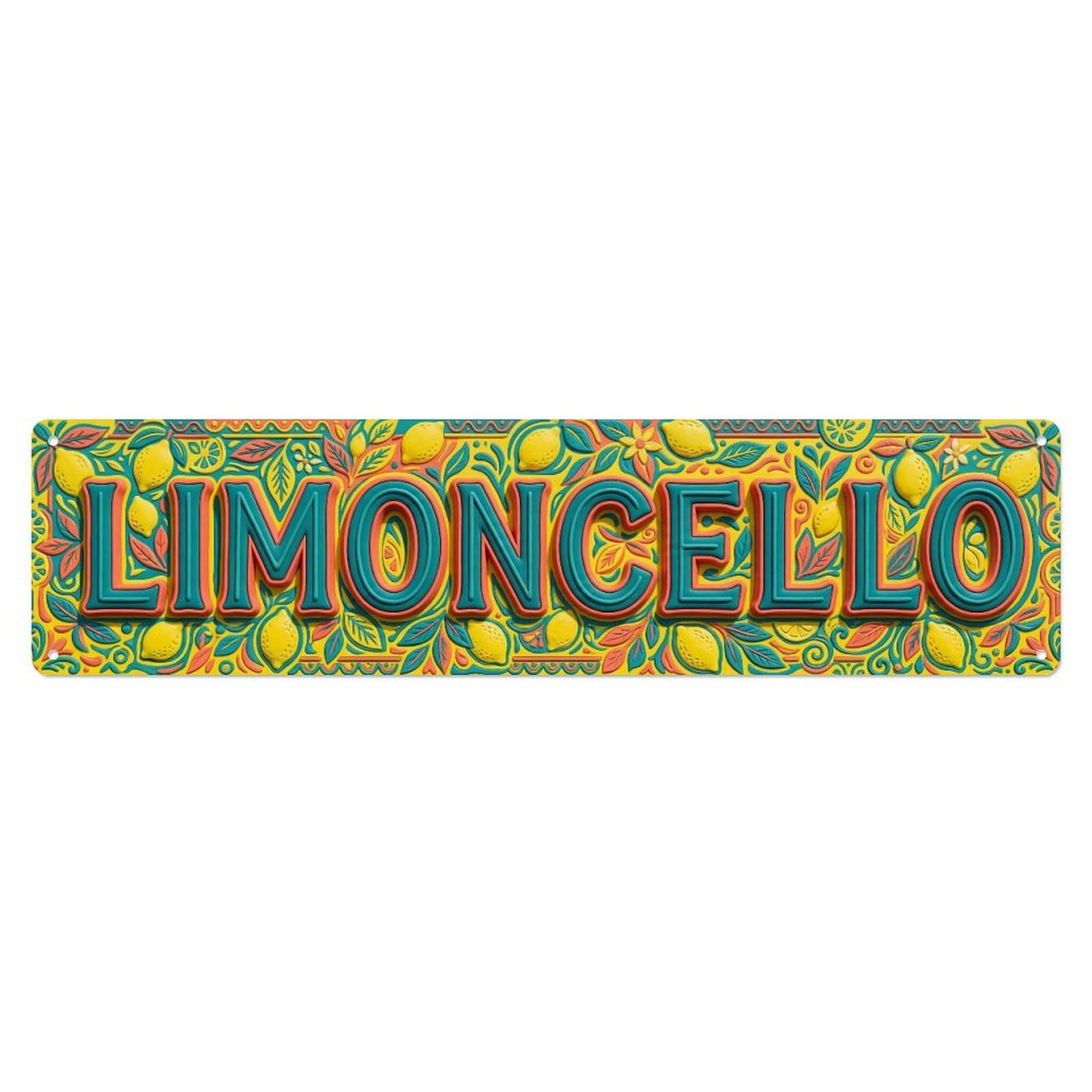 Limoncello Molded Rubber Lemon Metal Tin Skinny Sign Plaque Wall Decor for Cafe, Club Bar, Office, Home Garden Metal Poster 4x16Inch
