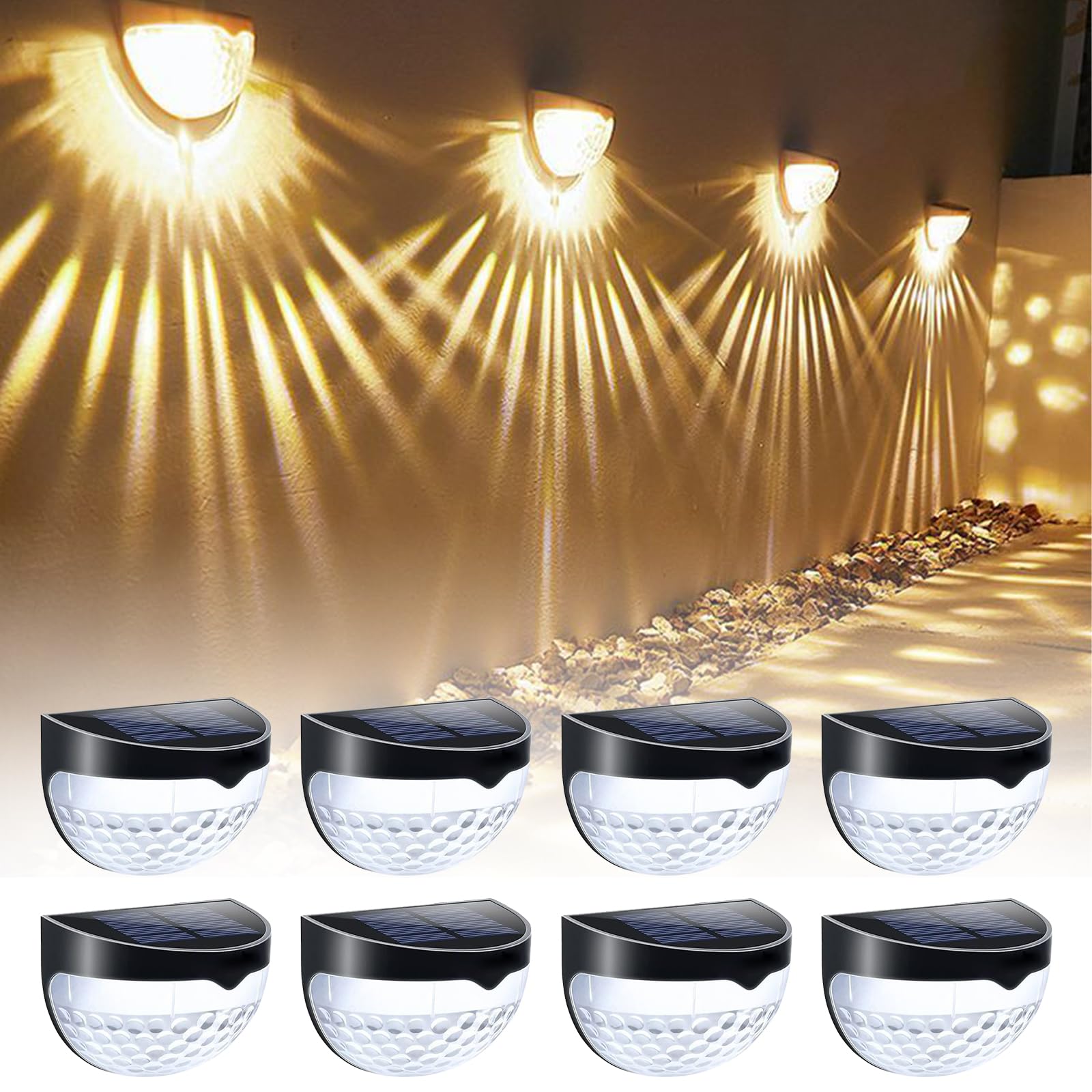 Gteetoo Solar Fence Lights,8 Pack Solar Deck Lights Waterproof LED Solar Lights,Solar Outdoor Lights Decor for Patio,Yard,Garden Stair,Deck,Wall,Step and Fences(Warm White) (B0CFTKQWVW) Amazon Price History, Amazon Price Tracker