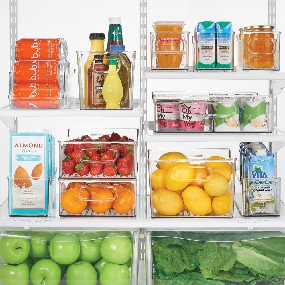 Suреr Chеар 🛒 mDesign Plastic Kitchen Pantry Cabinet, Refrigerator or Freezer Food Storage Bin Box - Deep Container with Handles - Organizer for Fruit, Vegetables, Yogurt, Snacks, Pasta 10 Long, 8 Pack - Clear