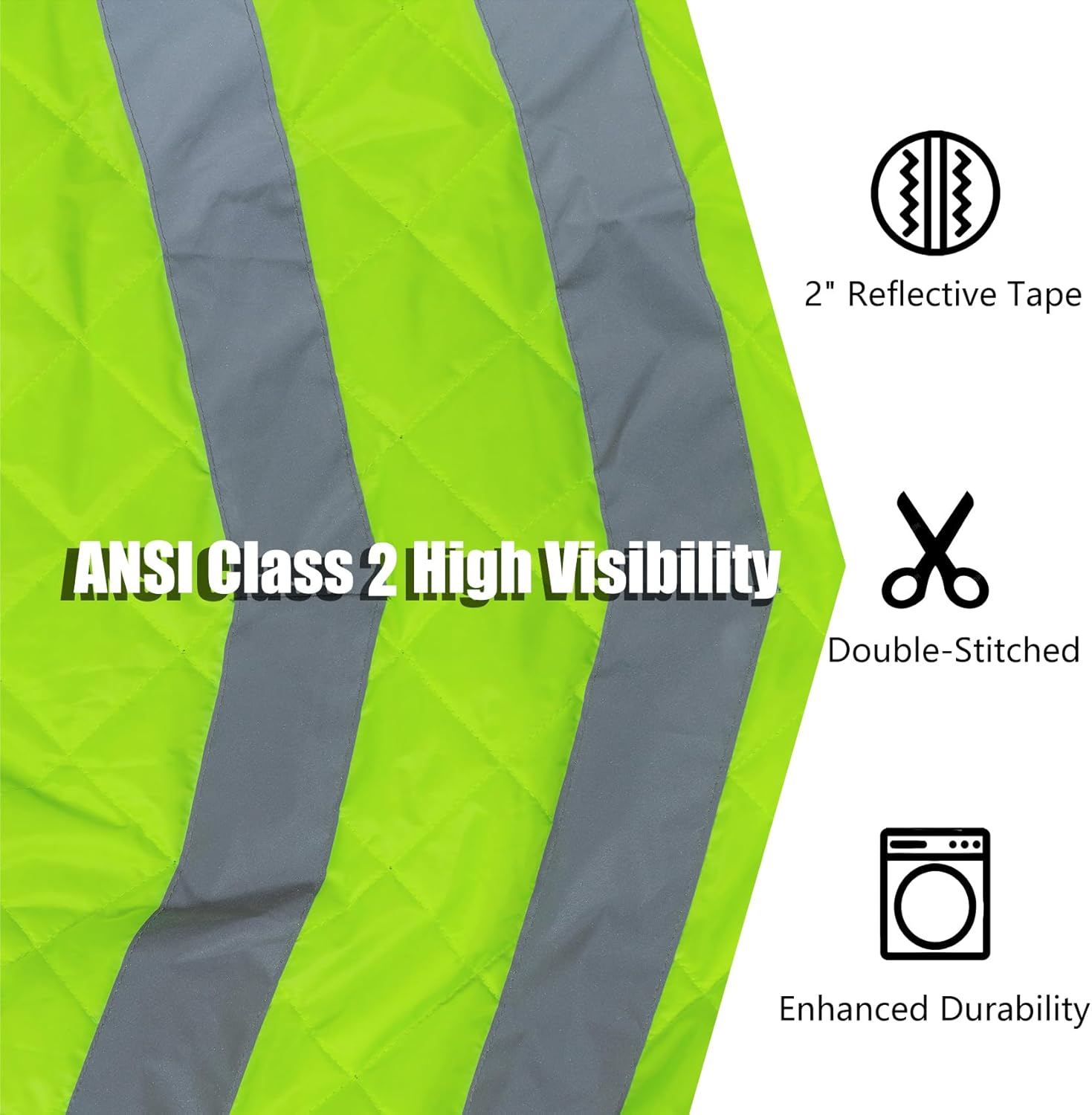 Hi Vis Safety Vest for Women ANSI Class 2 Fleece Zip-Up High Visibility Winter Vest with Pockets - Image 2