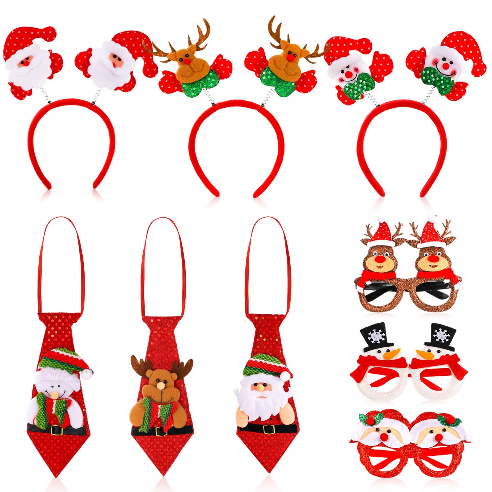 BTHRORO Christmas Headbands Party Glasses Ties Set