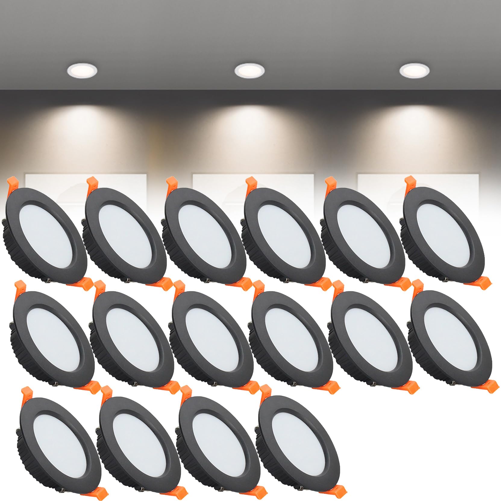 Syibelters 9W LED Recessed Ceiling Lights 118mm Natural White 4000K 9W 240LM, Cut Φ90-100mm, AC110-240V Ultra Slim Downlights, LED Panel Light for Living Room Hallway, 16 Pack