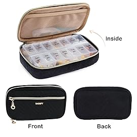 BAGSFY Pill Organizer Case 2 Times a Day- Weekly Medicine Organizer Travel Pill Box with Removable 7 Day Medicine Case Container for Fish Oil, Vitamin, Supplement