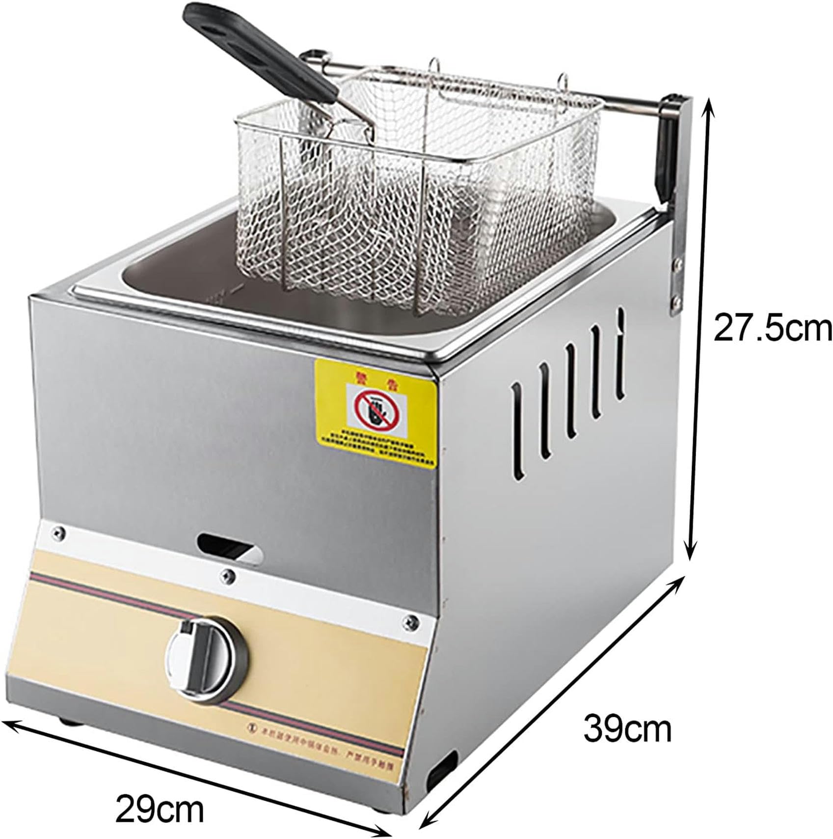 Cesta De Freidora De Grasa Comercial 10L20L Freidora De Gas De Encimera Comercial con Cesta Y Tapa, Freidora De Gas, Freidora De Chips De Pollo para Papas Fritas Restaurante Cocina Casera