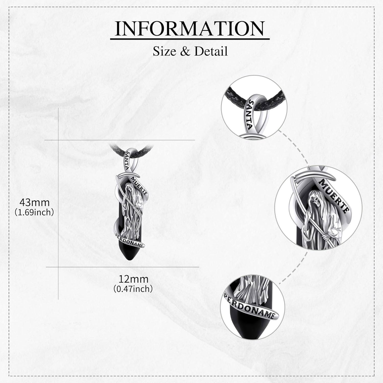 MONGAS Santa Muerte/Virgin Mary/Saint Jude Necklace Sterling Silver Santa Muerte/Virgin Mary/Saint Jude Jewelry Religion Necklace for Men Women - Image 3