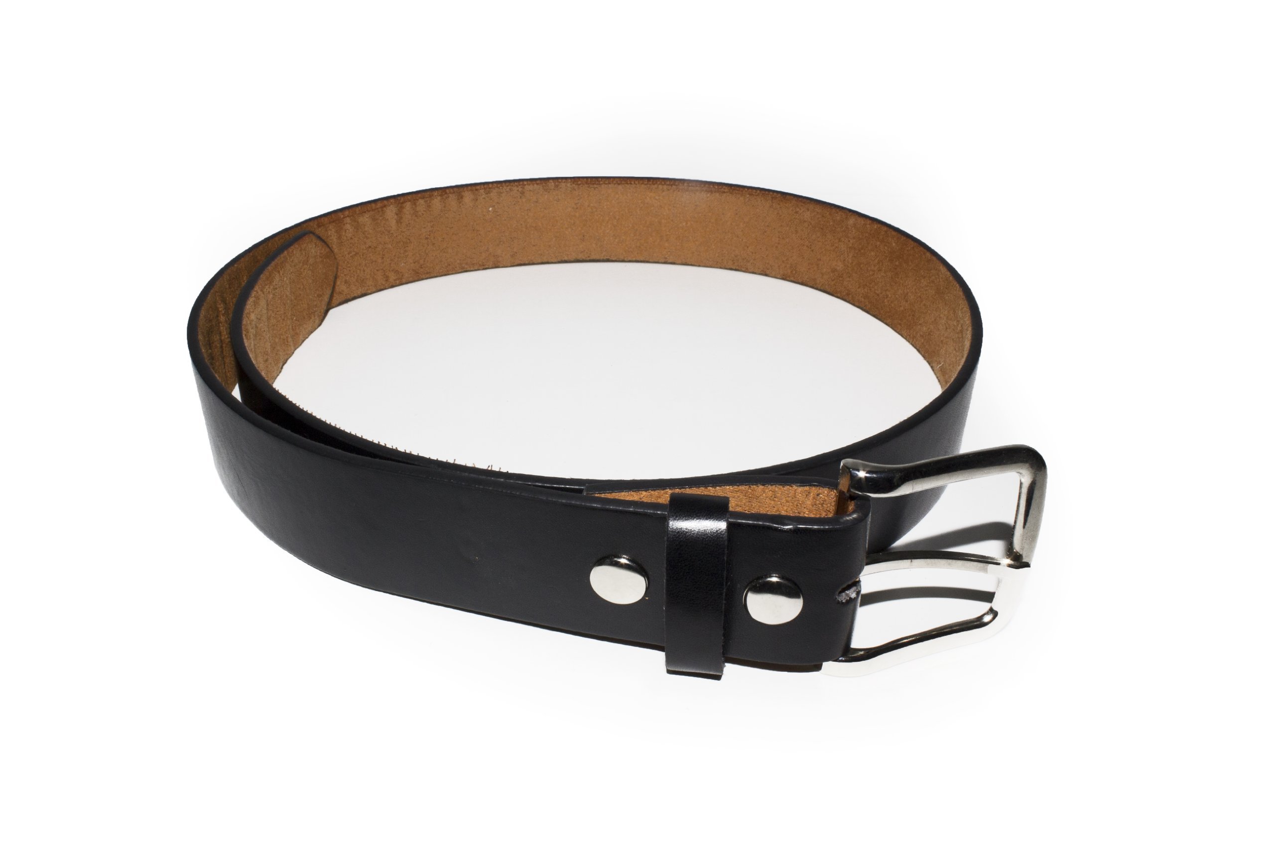 Leatherboss Belt Plain Black with Removable Buckle - Size Medium 34