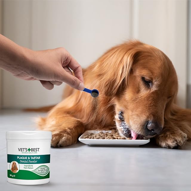 Foto 2 de 4 de Vet's Best Natürliches Zahnpulver für Hunde; Saubere Zähne und frischer Atem, 90g
