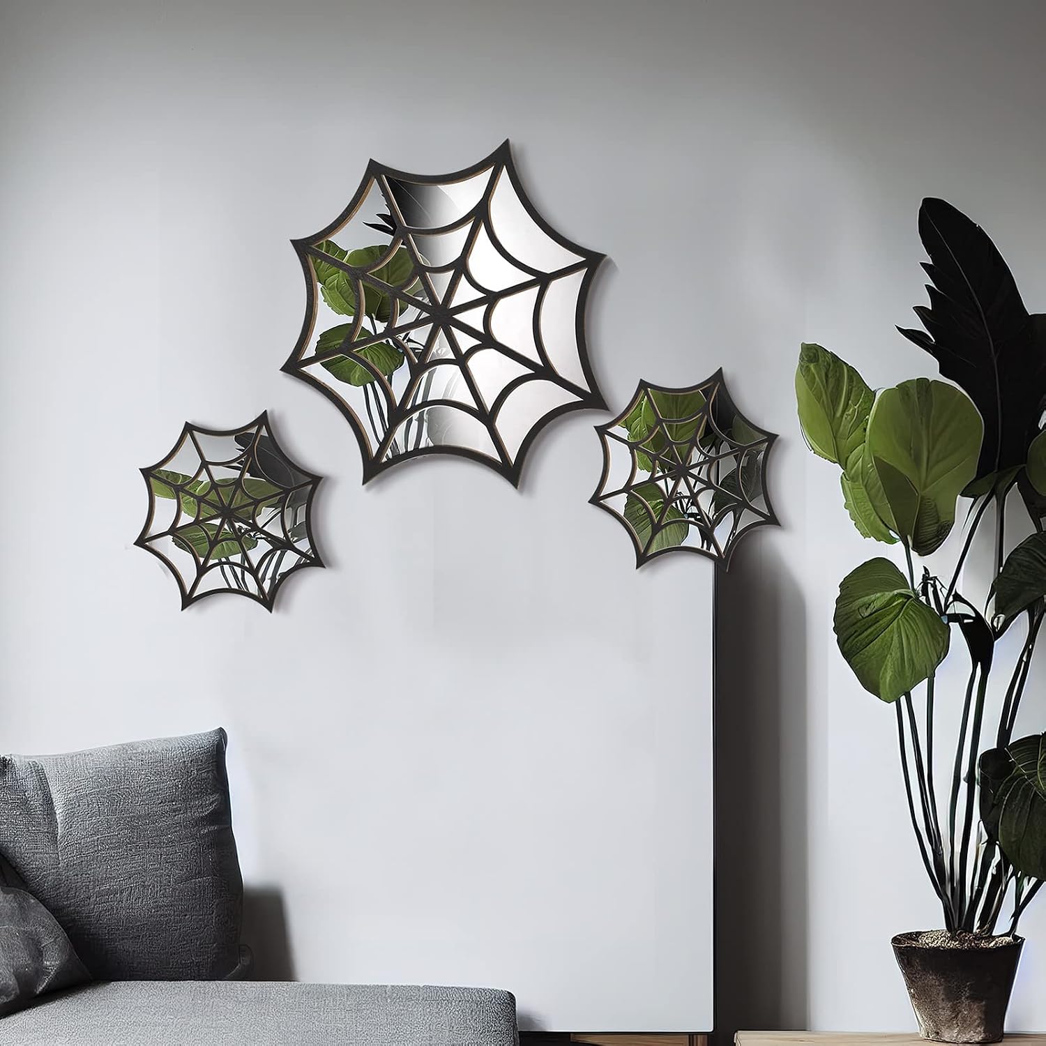 JieyueJewelry 3 Pack Gothic Spider Web Style Mirror Decoration image 5