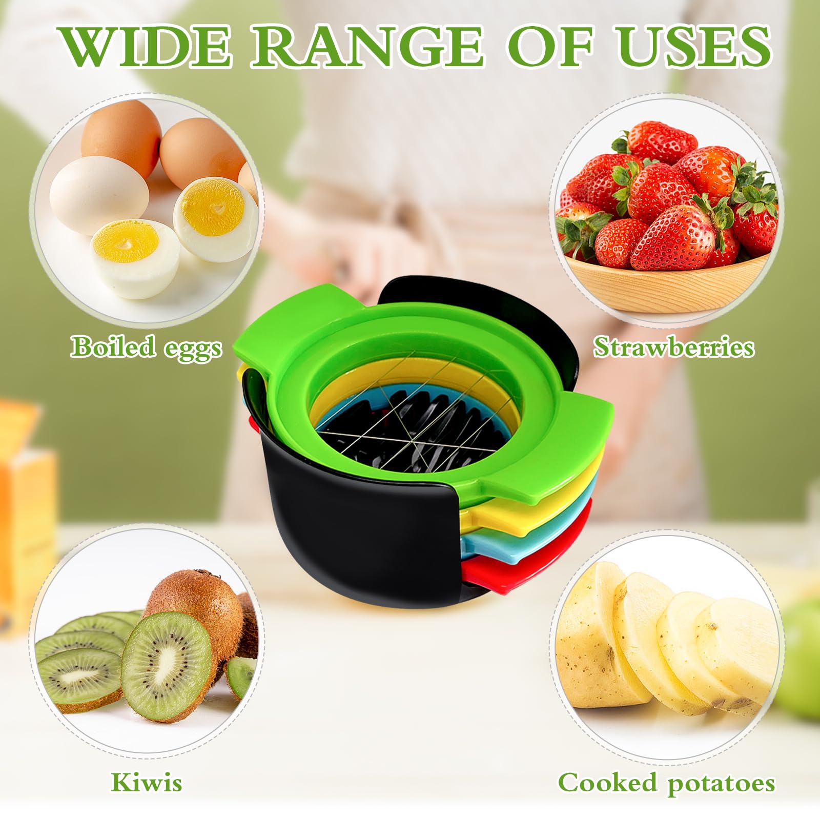 VINEST Cortador de huevos duros 4 en 1, acero inoxidable 304, rompe huevos extraíble