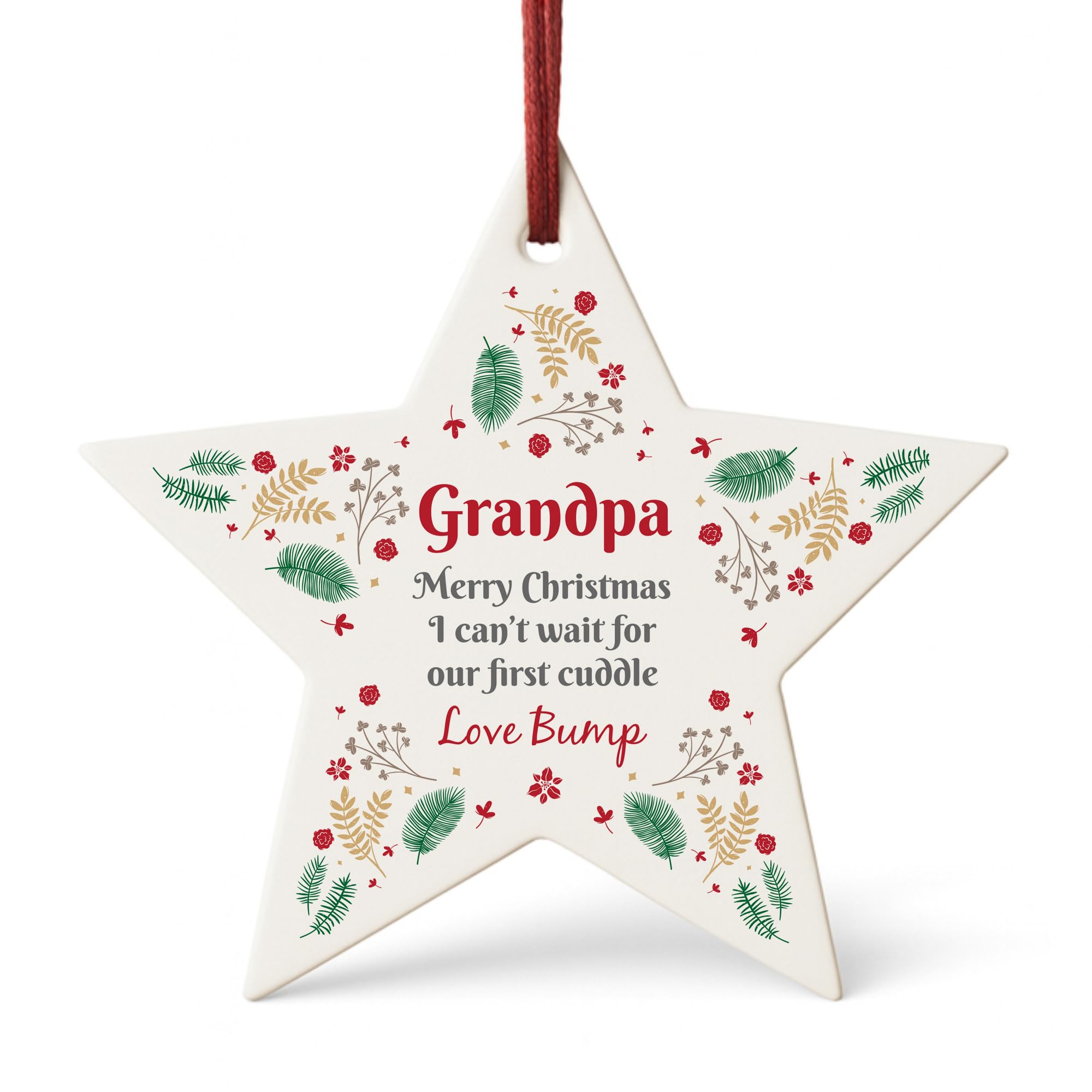 Red Ocean Merry Christmas Grandpa To Be From Bump Acrylic Star For New Grandpa Christmas Tree Decoration Baby Bump Beautiful Keepsake