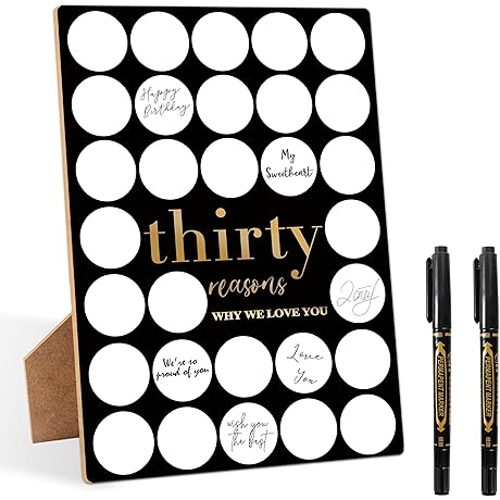 30 Reasons Why We Love You Sign with Pen, 30th Birthday Guest Book