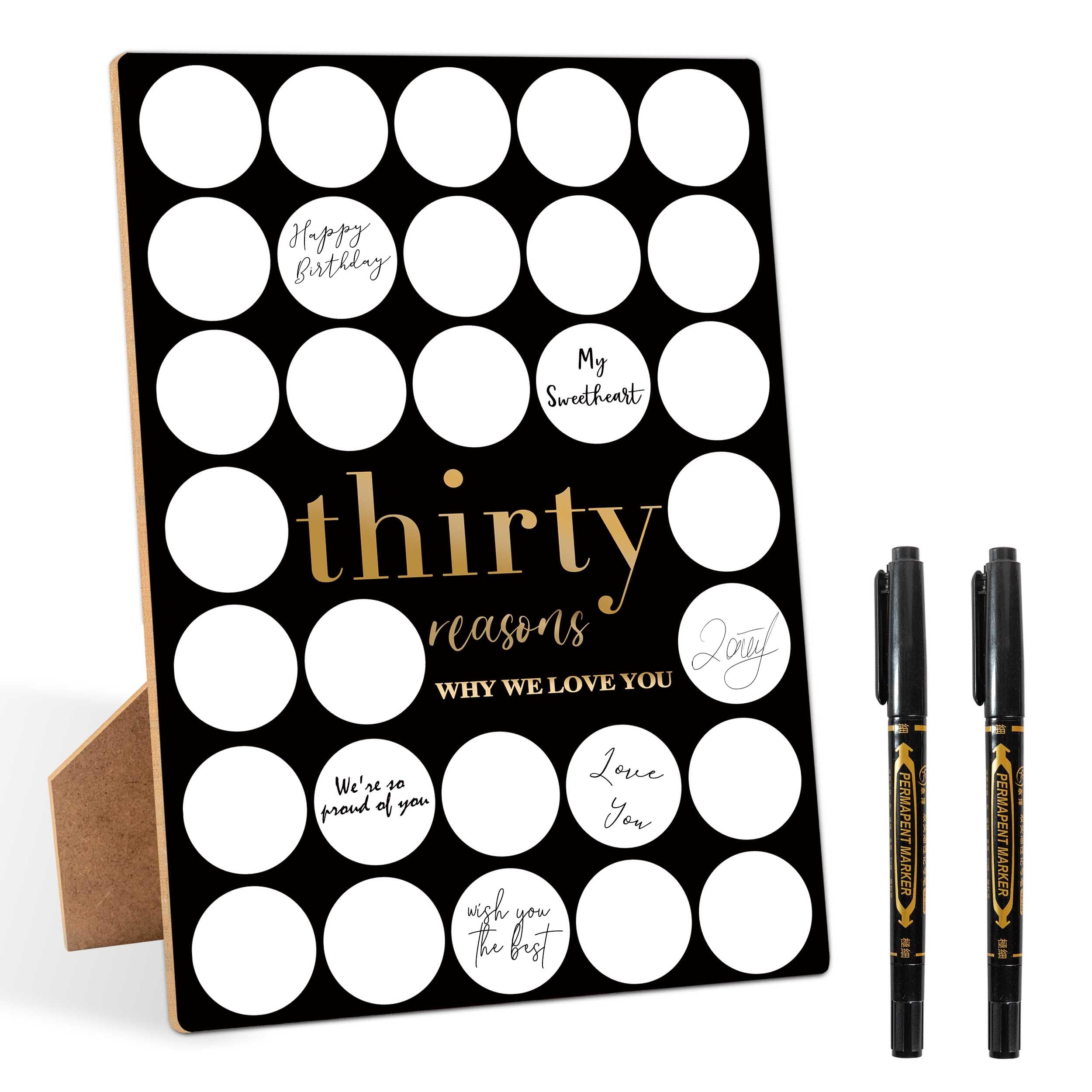 30 Reasons Why We Love You Guest Book Alternative, 30th Birthday Party Signing Wooden Board 8x11 Inch with Pen, Birthday Favor Supplies Decorations Gift Sign, 30 Years Old Gifts for Him & Her-19