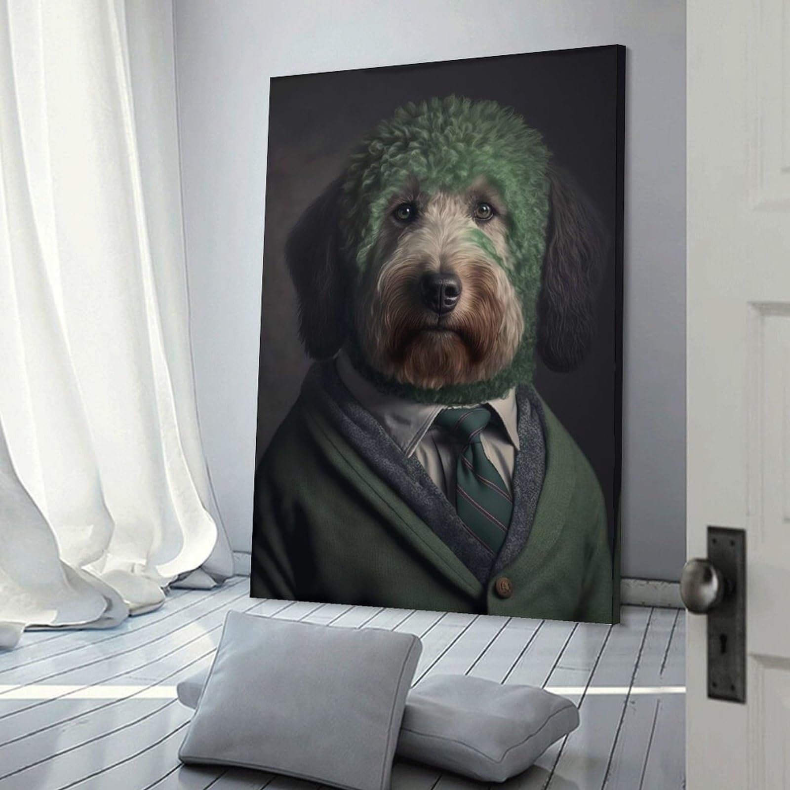 Junmoney Canvas Wall Decor Yearbook Photo of A Dog, 12x18inch(30x45cm), for Flats, Guest Rooms Or Compact Rooms, A Simple Refresh for Blank Walls