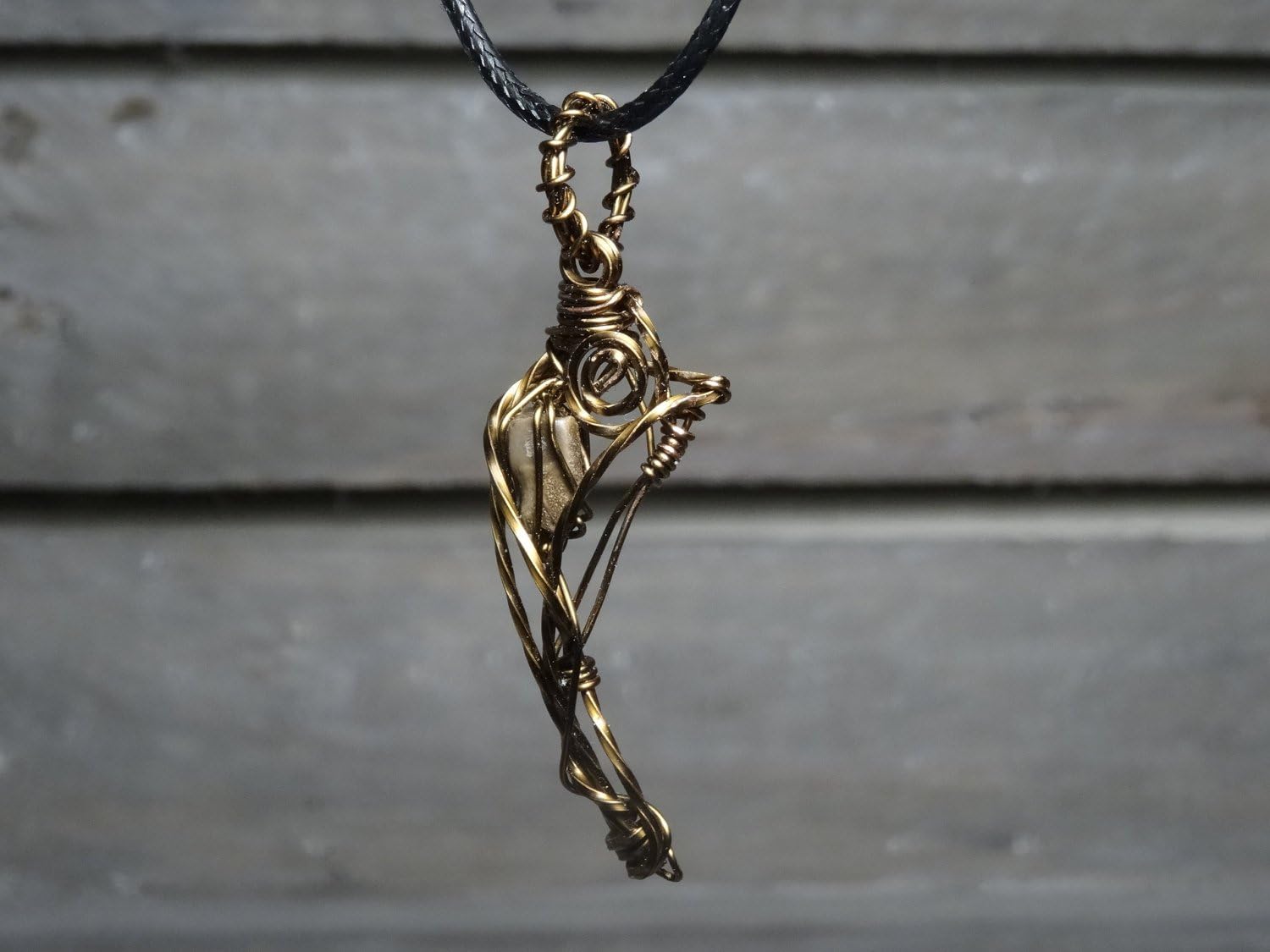 T-Rex Tooth Necklace Wrapped in Antiqued Twisted Oiled Bronze in a Steampunk Cage Pendant, Tyrannosaurus Real Fossil Dinosaur Tooth