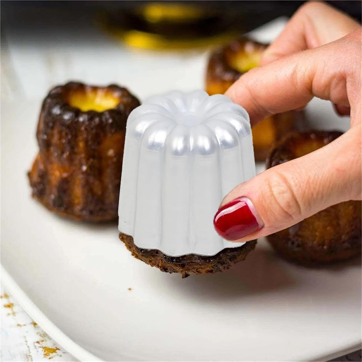 6Pcs Canele Mold Cupcake Muffin Tray Baking Mold for DIY Pastries Canele Cake Making Kitchen Baking Tool