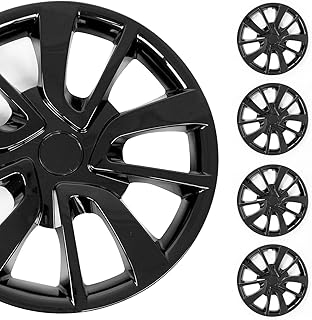 OMAC 4 tapacubos compatibles con coche de 15 pulgadas, color negro ABS