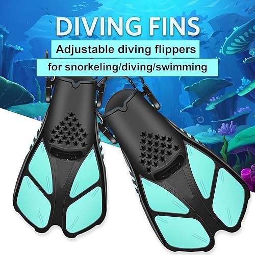 Miniatura 7 de Aletas de natación, durabilidad ligera fácil de ajustar, aleta corta de natación para niños y adultos, aletas de esnórquel abiertas para viajar