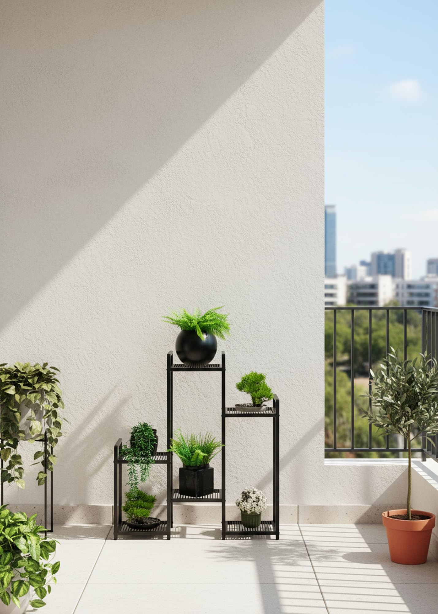 Blumenständer 6 Etagen schwarz Pflanzenständer (Treppenregal)