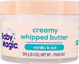 Baby Magic Creamy Whipped Butter Vanilla Oat - Nourishing Hypoallergenic Moisturizer for Sensitive Baby Skin, 8.4 oz