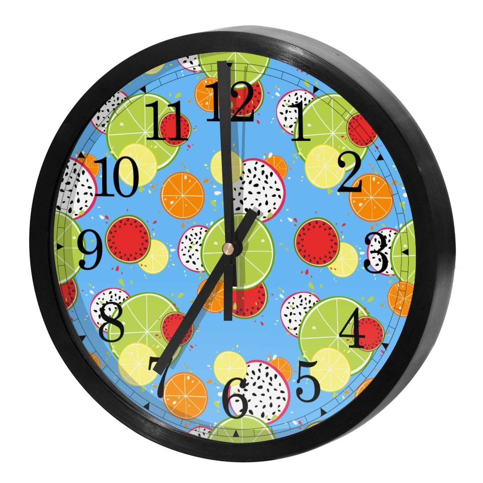 Horloge murale silencieuse pour bureau et école motif orange
