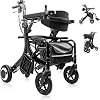 3in1 Multi-Function Electric Wheelchair, Electric Assist Walker, Lightweight Assisted Electric Wheelchair, Compact, Foldable, with Belt, for Rehabilitation, Care, Elderly, Hand-Pushed, for