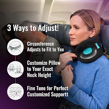 Cabeau Travel Pillow for Long Flights Evolution X - Memory Foam Neck Support - Comfort On-The-Go for Airplane, Train, and Car (Turquoise) with Evolution X Travel Bag - Black