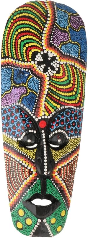 Qianly Hand Carved African Mask Wall Hanging, Wooden Tribal Totem Decor, 4.3 x 11.8 in for Home and Bar