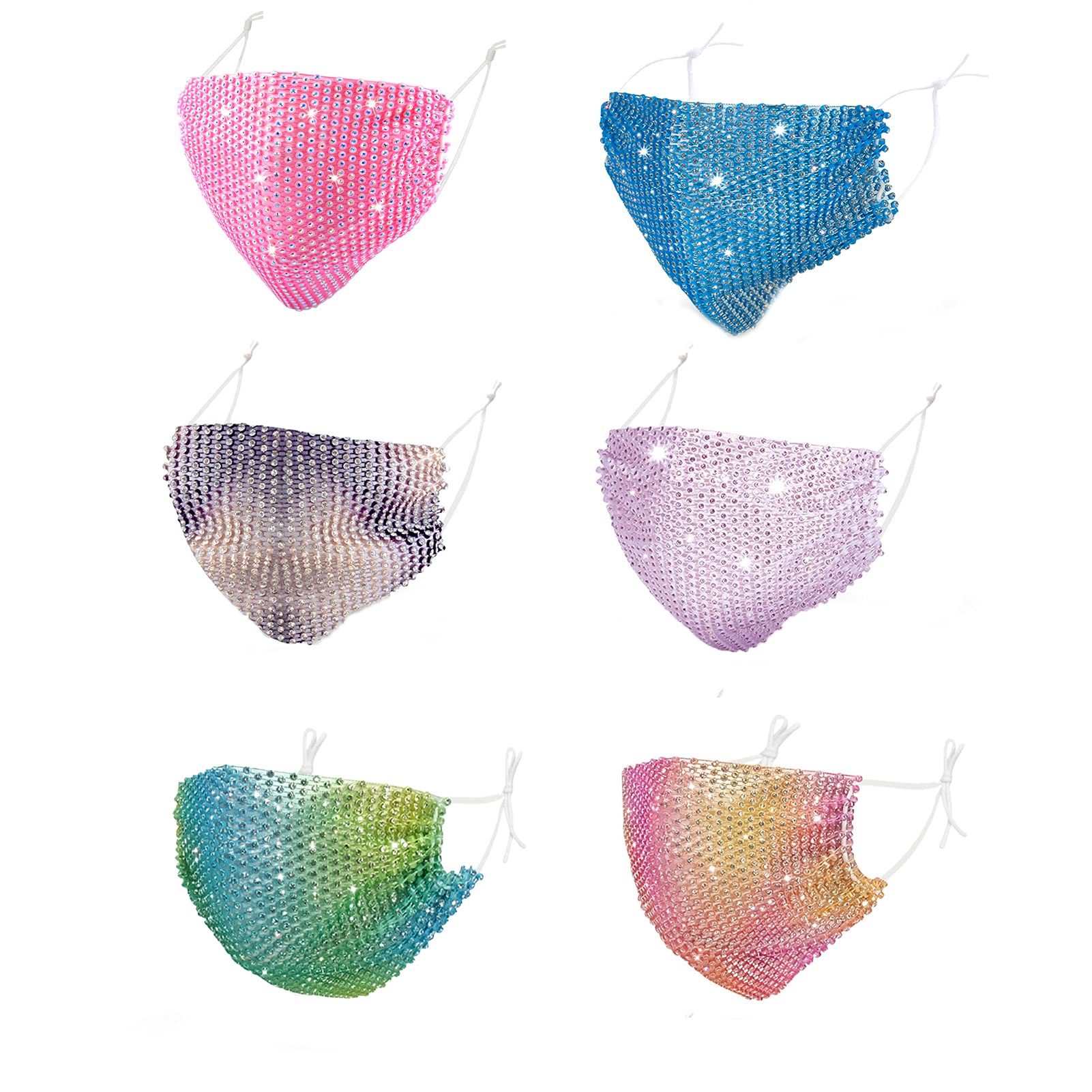 KyerivsRhinestone Sparkly Face Mask for Women Girls, Mesh Mask Glitter Face Mask, Bling Diamond Masquerade Face Mask for Party Nightclub