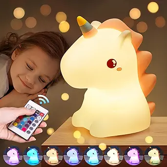 One Fire Unicorn Night Light for Kids,【Cute Gifts&Remote】 16 Colors Cute Night Light,5 Lightness & Last 10H Nightlight for Kids Room,Soft Lamp