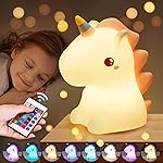 One Fire Unicorn Night Light for Kids,Cute Gifts&Remote 16 Colors Cute Night Light,5 Lightness & Last 10H Nightlight for Kids Room,Soft Lamp