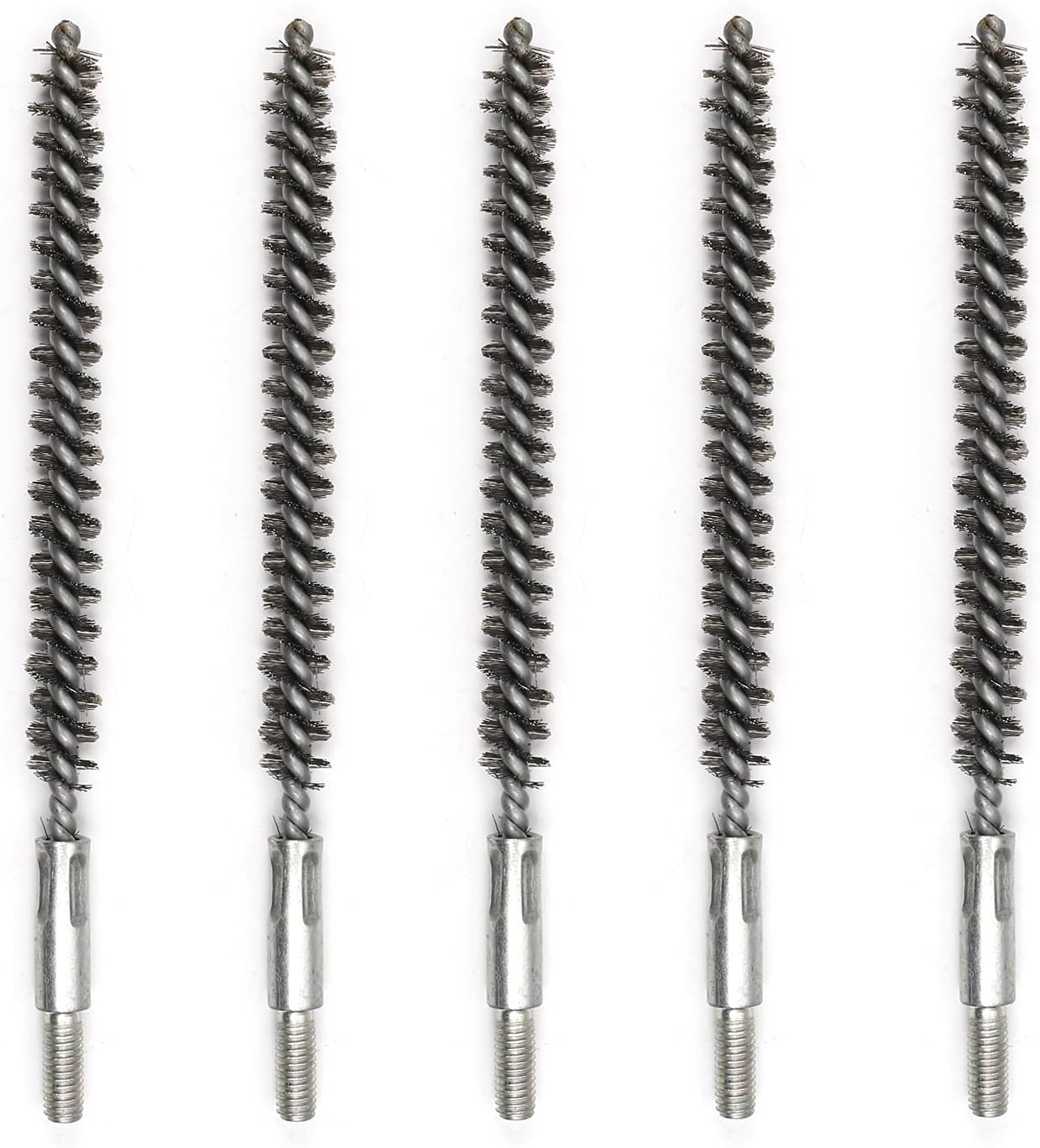 Auniwaig Steel Wire Tube Cleaning Brush，Chimney Cleaning Brush 0.39" Diameter,Steel Wire Tube Cleaning Brush,M6 Threaded Interface Cleaning Brush 6.3" Length 5PCS