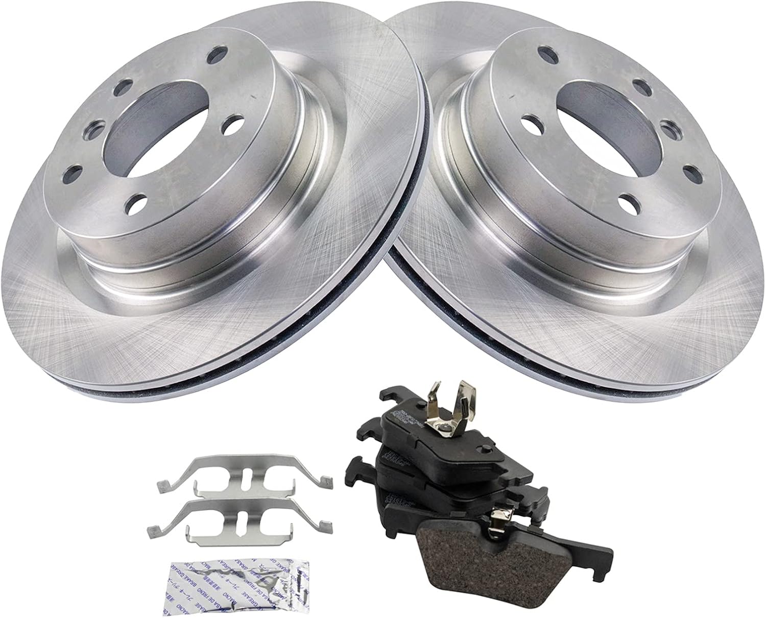TRQ Rear Brake Pad & Rotor Kit Brake Pads Brake Rotor Ceramic Compatible with 2014-2016 BMW 228i 2015-2016 228i xDrive 2013-2016 320i 328d 2012-2015 328i 2014-2015 428i 2014 428i xDrive